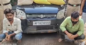 ओडिशा से MP जा रहा था 14 लाख का गांजा, पुलिस को देख तस्करों ने कार में लगाई आग, दो गिरफ्तार…